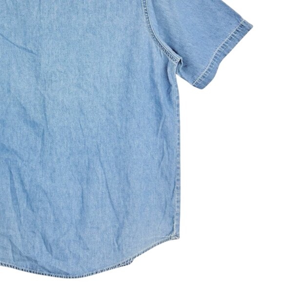 Looney Tunes Women Embroidery Tweety Bird Button Short Sleeve Blue Shirt 14W/16W - Picture 6 of 9